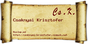 Csaknyai Krisztofer névjegykártya